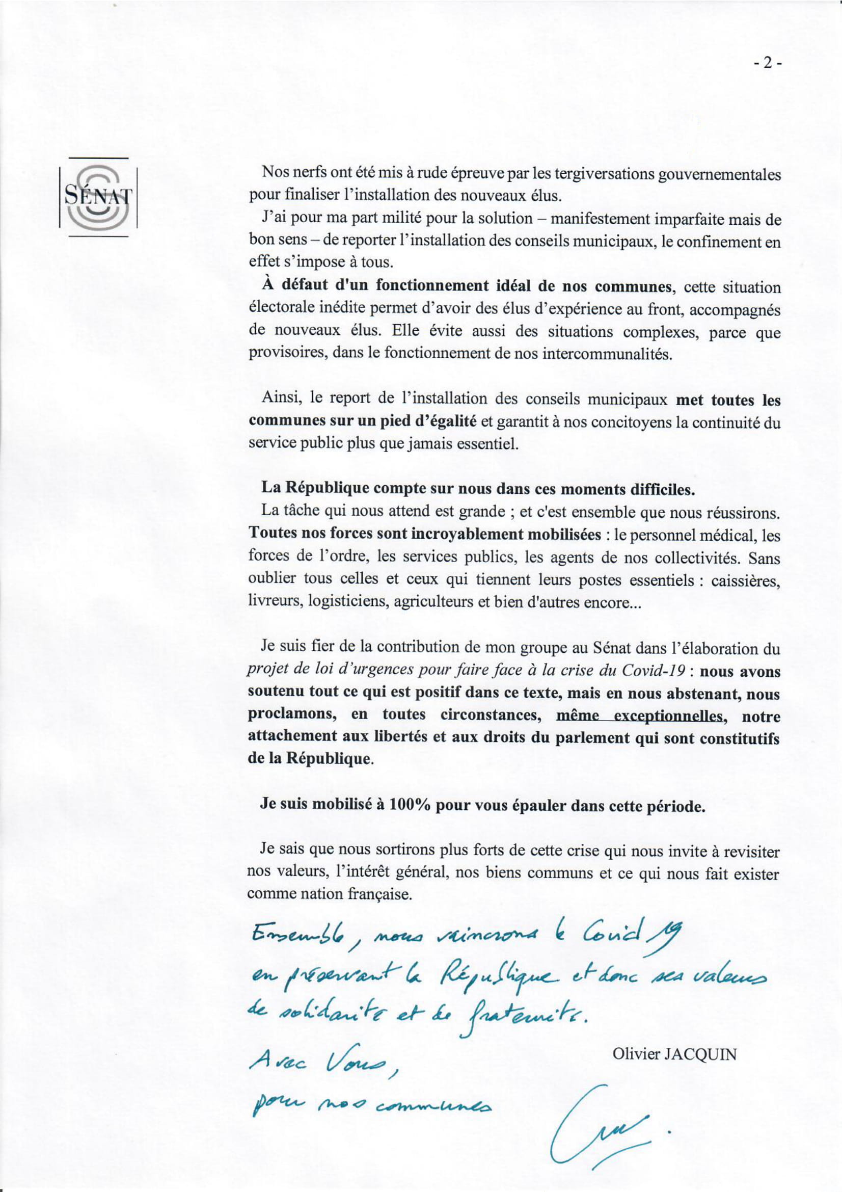 Courrier mobilisation générale elections municipales page 2